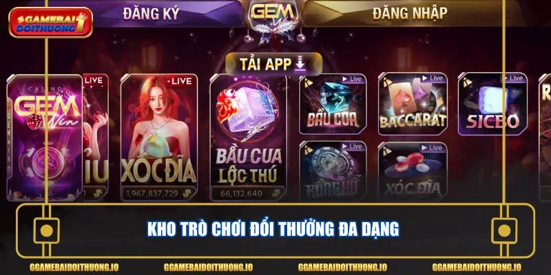 Kho trò chơi đổi thưởng đa dạng
